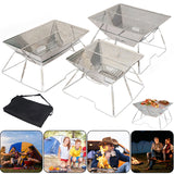 Stainless Steel Fire Pit Folding Wood Burning Stove with Carrying Bag for Garden Outdoor Cooking Barbecue Camping Picnic