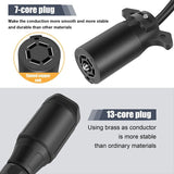 10X USA European Trailer Light Converter 7 Way Flat Socket (US Vehicle) To 13-Pin Round Plug (EU Trailer)