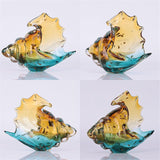 Hand Blown Conch Statue, Glass Art Figurine, Home Decor with Sea Shells, Bookcase Decoration