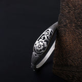 S990 Sterling Silver Frosted Ethnic Style Flower Rich Fish-shaped Female Live Buckle Bracelet