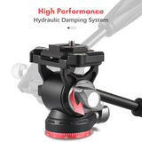 Andoer Compact Video Fluid Pan Tilt Head Panorama Ballhead Tripod Mount 1/4inch Screw 10kg Load Capacity with Handle