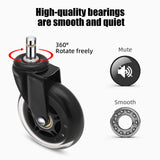 5PCS Office Chair 3 Inch Swivel Rubber Caster Wheels Replacement Soft Safe Rollers Furniture Hardware