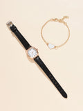 Square Plate Leather Belt Artistic Retro Women's Watch