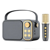 Portable RGB LED Light Karaoke With 1-2 Wireless Microphones 7 types Voice Effects Bluetooth Speaker System HIFI Stereo Surround