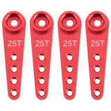 4PCS 37Mm 25T Metal Extension Steering Servo Arm Horn for RC Car Crawler Parts,Red