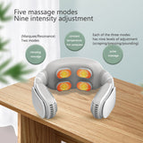 Hanging Neck Fan Air Conditioner No Leaf Neckband Portable Air Cooler Heating Cooling Massager Hot Compress Vibration Massager