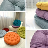 Round linen PUF with wheels - meditation cushion, soft and breathable seat cushion