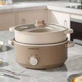 1pc UK Plug Steamers, Multifunctional Household Black Ceramic Crystal Nonstick Pot, Mechanical Three-speed Double-layer