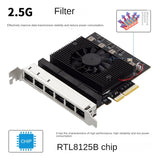 E-Sports NAS High-Speed Vision Industrial Camera Capture Card RTL8125 Pcie To 6-Port 2.5G Server NIC Replacement Accessories