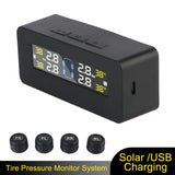 Digital LCD Display Solar/USB Powered Tire Pressure Monitoring System Car TPMS Auto Security Alarm Tyre Tester Electronics