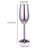 220ml Stainless Steel Champagne Unbreakable Wine Cup Gold Sier tail Glass Metal Flute Home Bar Party Supplies