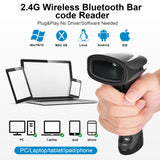 JOOYTEC Wireless 2.4G 1D 2D Bluetooth Barcode Scanner QR Code Reader For PC iPhone Support iOS Android