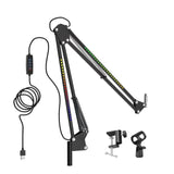 Bracket Microphone Arm with RGB Light Rotatable Suspension Boom Scissor Stand