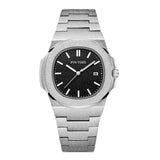 PINTIME Man Watch Waterproof Stainless Steel Quartz Wristwatch Nautilus Scrub Male Business Clock Calendar Relogios Masculino