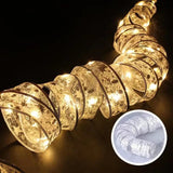 Tree Ornaments for Home 2024 DIY Bows Light String Navidad New Year 2025 Christmas Decoration LED Ribbon Fairy Lights