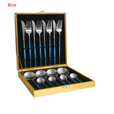 16Pcs Silver Dinnerware Set Stainless Steel Dinner Knife Fork Cutlery Set With Giftbox Drop Kitchen Cutlery