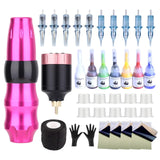 hine Set Complete Mini Rocket Rotary Pen Suit Cartridge Needles Wireless Tattoo Power Supply Professional Makeup Kit