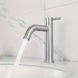1pc 304 Stainless Steel Faucet, Single Cooled Ceramic Valve Core, Single Handle Bathroom Cabinet Basin Faucet