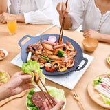 1pc Korean Grill Pan, Korean Barbecue Non-stick Round Grill Pan, Round Barbecue Grill Pan With Handle