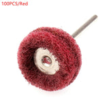 100PCS Scouring Pad Brush Nylon Abrasive Brush Fiber Grinding Sanding Head Buffing Polishing Wheel For Grinding Tools 3MM Shank
