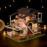 1/24 Scale Miniature Dollhouse Kit, DIY Cottage Monet Garden French Style Villa For Valentine's Day Birthday