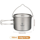 TOMSHOO Titanium 750ml/900ml/1100ml/1600ml/2000ml/2800ml Ultralight Hanging Pot with Lid and Foldable Handle Outdoor Cooking