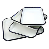 1PCS Handcrafted Vintage Tray White Enamel Home Cake Oven Baking Tray Square Retro Plates