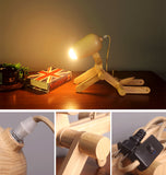 Home Decor Bedroom Wood Rechargeable Table Lamp Study Led Desk Lamp