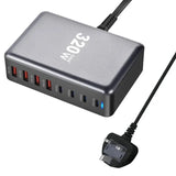 320W Gallium nitride Desktop 8-port PD Charge 3.0 Type C Fast Charger Mobile USB