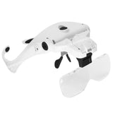 9892B2C USB Rechargeable Multi-lens Head Mounted Magnifying Glasses with LED Light Manifier 1.0X 1.5X 2.0X 2.5X 3.5X For Reading