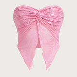 Women's Mesh Stitching Chest-wrapped Collar Backless Underwaist