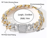 European And American 14mm Strip Dense Cuban Chain Micro-inlaid Zircon