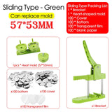 Heart Shaped Button Maker with 100-Set Making Parts Kit - DIY Rotating/Sliding Type Press Machine Badge Pins Set