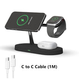 Magnetic wireless 5-in-1 fast charging support with LED night light and USB power mode
