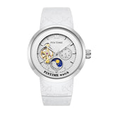 PINTIME Watch Men Top Brand Mechanical Watches Automatic Skeleton Moon Pharse Wristwatch Waterproof Luminous Relogio Masculino