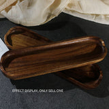 2X Teak Rectangular Wooden Plate Small Leaf Acacia Fruit Plate Snack Plate Wooden Tray Sushi Plate Spoon Shelf