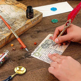 Antique Feather Retro Wooden Dip Pen Set Classic Wax Seal Stamp Kit for Calligraphy Art Words Gifts