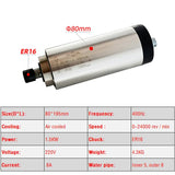 800W 1500W 2200W CNC Spindle Motor 220V Air Cooled Milg hine Z Axis Shaft 1.5KW 2.2KW 65mm 80mm Diameter ER11 Collet Chuck