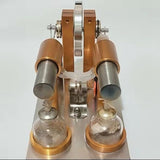 Metal Hot Double Cylinder Stirling Engine Model Educational Scientific Power Generation Experimental Toys