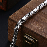 S925 Sterling Silver Bracelet Men's Thick Diamond Pestle Thai Silver Retro Old Personality Jewelry