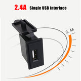 Car 2.4A Single USB Square Shape Waterproof 12V 24V Socket Power Switch Intelligent Charger Adapter For