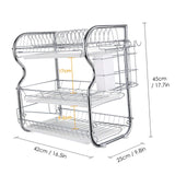 Multi-functional 3-Tier Dish Storage Draining Rack - Kitchen Supplies with Chopstick/Knife/Cutting Board Holder