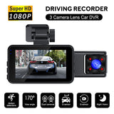 1080P Dash Cam With WiFi 3 Cameras Front Inside Rear 3" Car Video Recording Wide Angle Night Vision G-Sensor 24H Parking Monitor