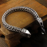 Silver Swastika Woven Bracelet Trendy Men's Domineering Rough Style