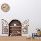 Sun Moon Stand 4 Shees Natural Wooden Shelf Gothic Witchy Crystal Display Case for Living Room