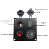 DIY 12V Voltmeter Cigarette Lighter 4.2A Dual USB Charger with switch 4 hole aluminum Panel For truck Boat marine trailer