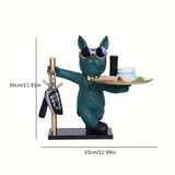 1pc French Bulldog Sculpture Dog Statue ,Decorative Figurine Storage, Metal Tray Coin Money Box/saving Pot Entrance Key Snack Holder,Home Living Room Bar Cafe Decor Ornament, Room Decor Tabletop Display Ornament