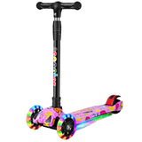 Foldable Kick Scooter with Light-Up Wheels - Kids Adjustable Height 3 Wheel Scooter, Lean To Steer for Children Ages 2 - 10