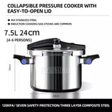 120Kpa Kitchen Pressure Cooker - 7.5L Stainless Steel Non-Stick Pot, Induction & Gas Universal