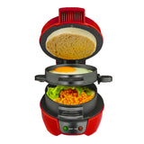 Portable Burger & Omelette Toaster - Breakfast Sandwich & Hamburger Maker with Egg Cooker Ring, Non-Stick for Pancakes
